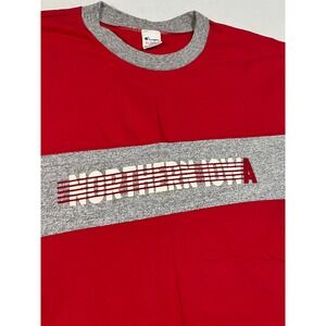 Vintage 1980s University of Northern Iowa Champion Red Gray T Shirt Mens XL